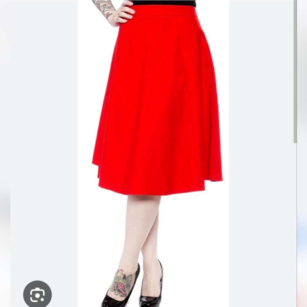 Sourpuss Cherry Red Swing Skirt Pockets EUC XL 32